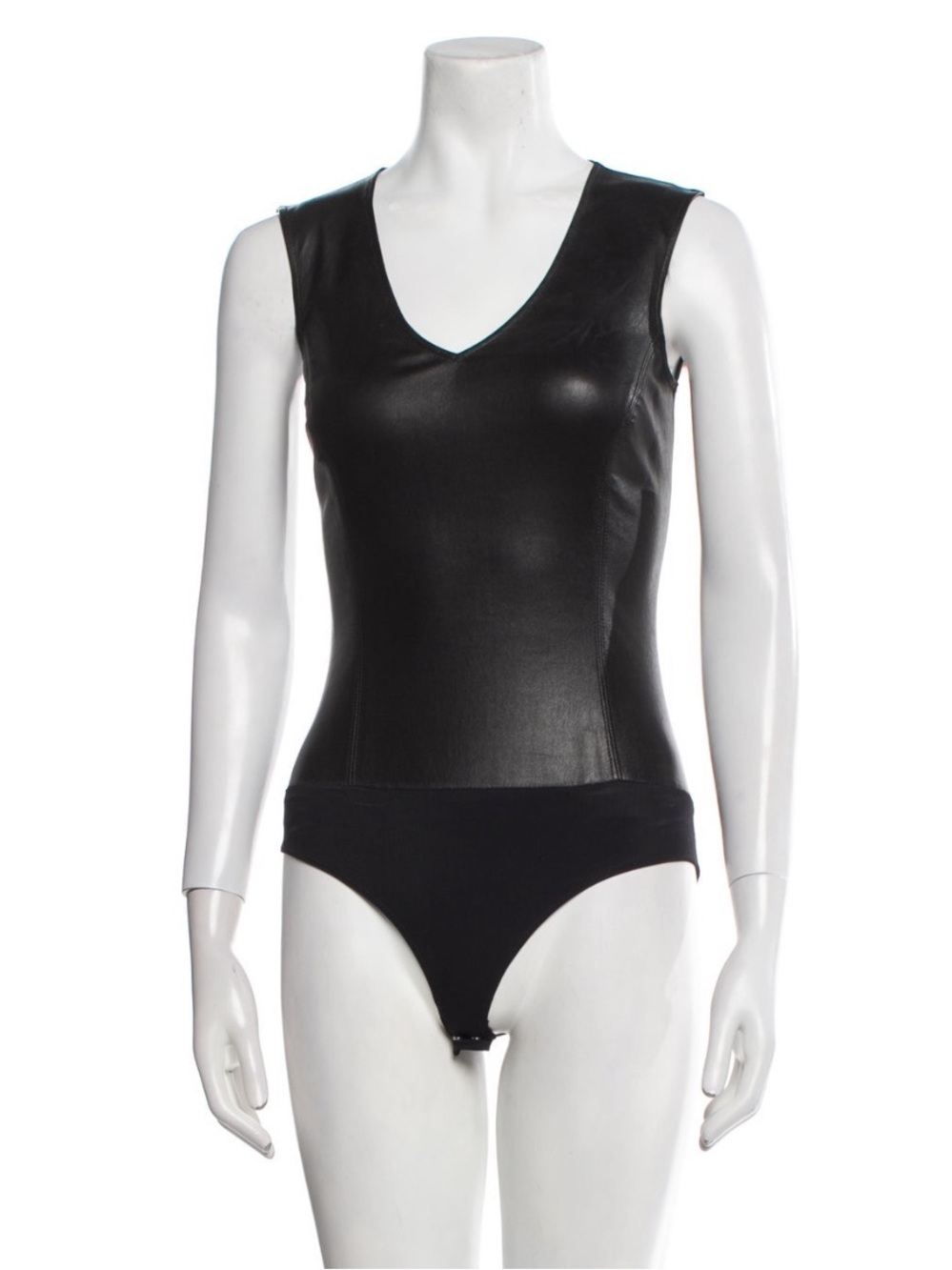Maison Martin Margiela Black Lamb Leather Bodysuit Top Size 42 Made in Italy